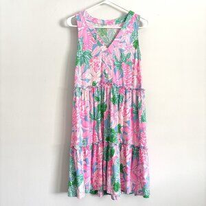 Lilly Pulitzer Lorina Sleeveless Dress Pink Tiger Print Women’s Size XS